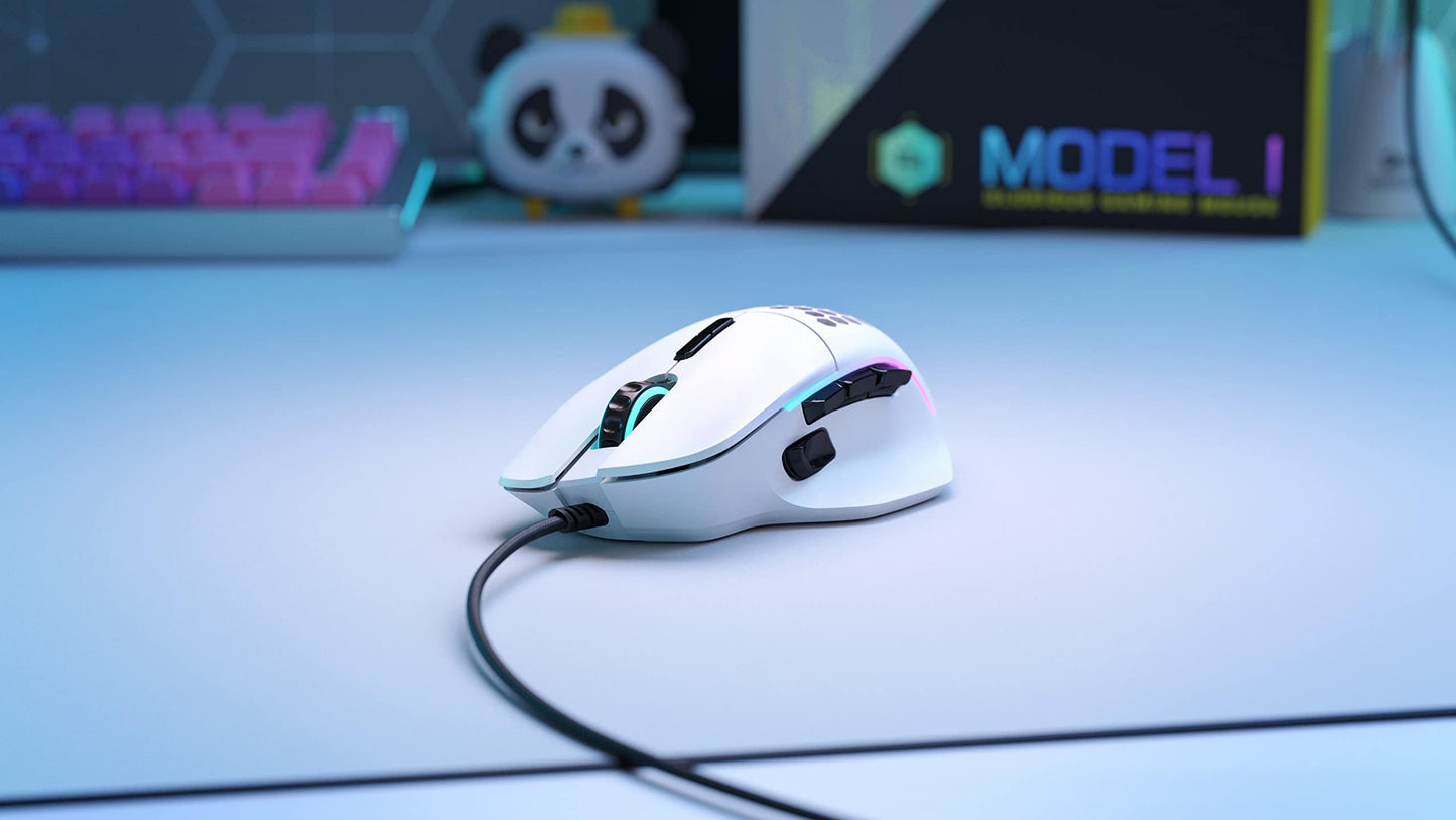 Glorious Gaming Model I Wired Mouse - 69g Superlight, 9 Programmable Buttons, RGB, Matte White