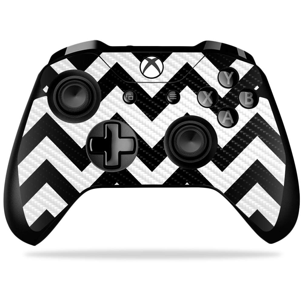 MightySkins Carbon Fiber Skin for Microsoft Xbox One X Controller - Black Chevron | Protective  Durable Textured Carbon Fiber Finish | Easy to Apply  Remove  and Change Styles | Made in The USA