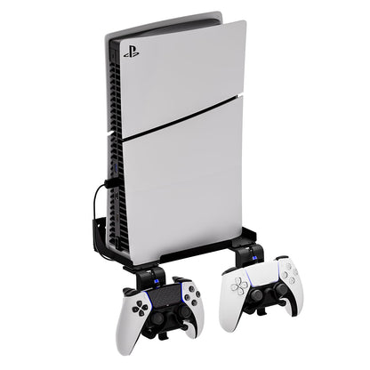 Hosanwell PS5 Slim Wall Mount Kit with Controller Holder & Headphone Mount, Solid Metal, Easy Installation, 9.4*4.7*2.8 in, Black