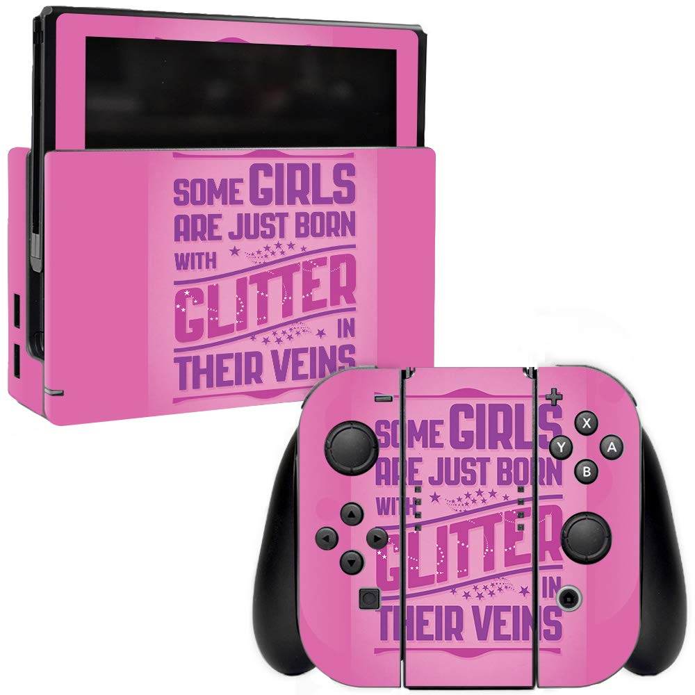 MIGHTY SKINS Nintendo Switch Skin - Glitter Girls | Durable Vinyl Decal, Easy Apply/Remove, Unique Design, Model NISWI-Glitter Girls