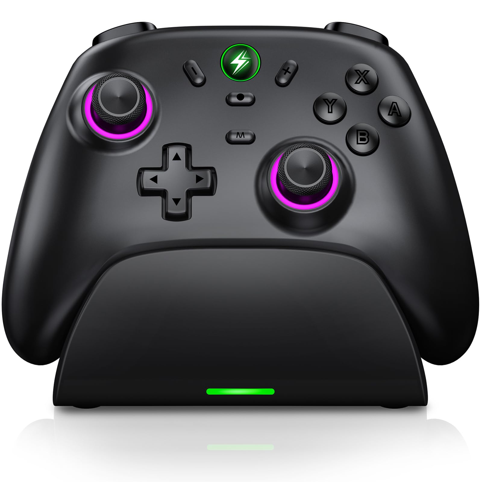 AXYBCOOL Wireless Bluetooth Switch Controller with Charger Station for Nintendo Switch/Lite/OLED/Switch 2 Pro Controller with Charging Dock  Hall Effect Joyticks Switch Remote for iOS/Android/ with Lighting/Turbo/Wakeup