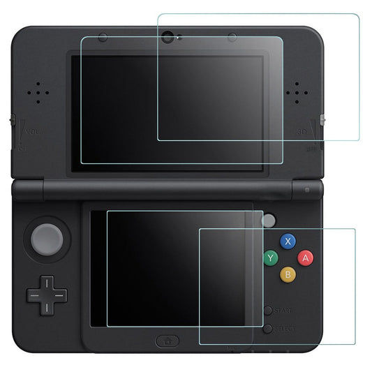 Screen Protector Compatible Nintendo New 3DS  AFUNTA 2 Pack (4 Pcs) Tempered Glass for Top Screen and HD Clear PET Film for Bottom Screen Accessory