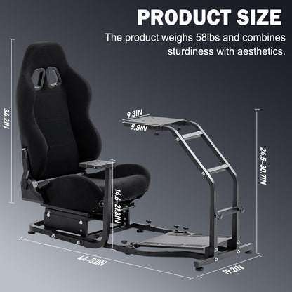 Marada Racing Simulator Cockpit Stand with Comfort Seat for Logitech/Thrustmaster, Model 24, Basic Cockpit Stand-24S
