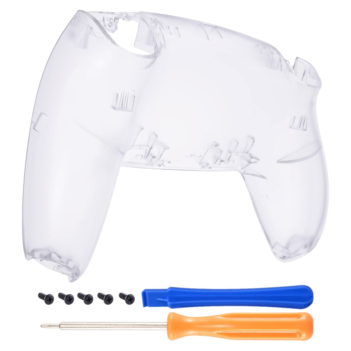 eXtremeRate Clear Custom Back Plate Bottom Shell Compatible with ps5 Controller, Replacement Back Shell Cover Compatible with ps