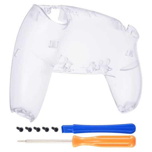 eXtremeRate Clear Custom Back Plate Bottom Shell Compatible with ps5 Controller, Replacement Back Shell Cover Compatible with ps