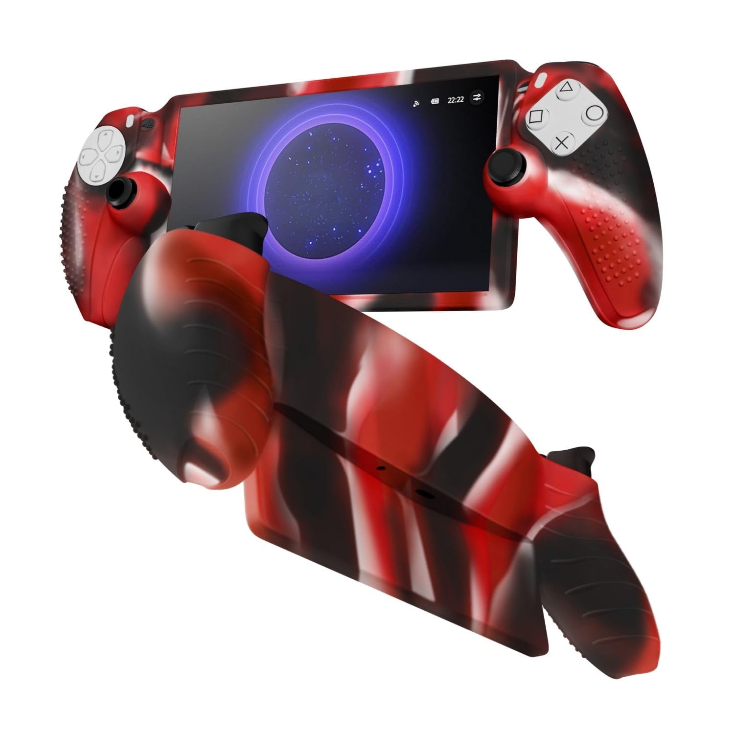 TNP Protective Silicone Cover Case for PlayStation Portal - Protector Skin Cover for PS Portal Shell with Anti-Slip  Shock-Absorption  Anti-Fingerprint  Scratch-Resistant  Camouflage Red
