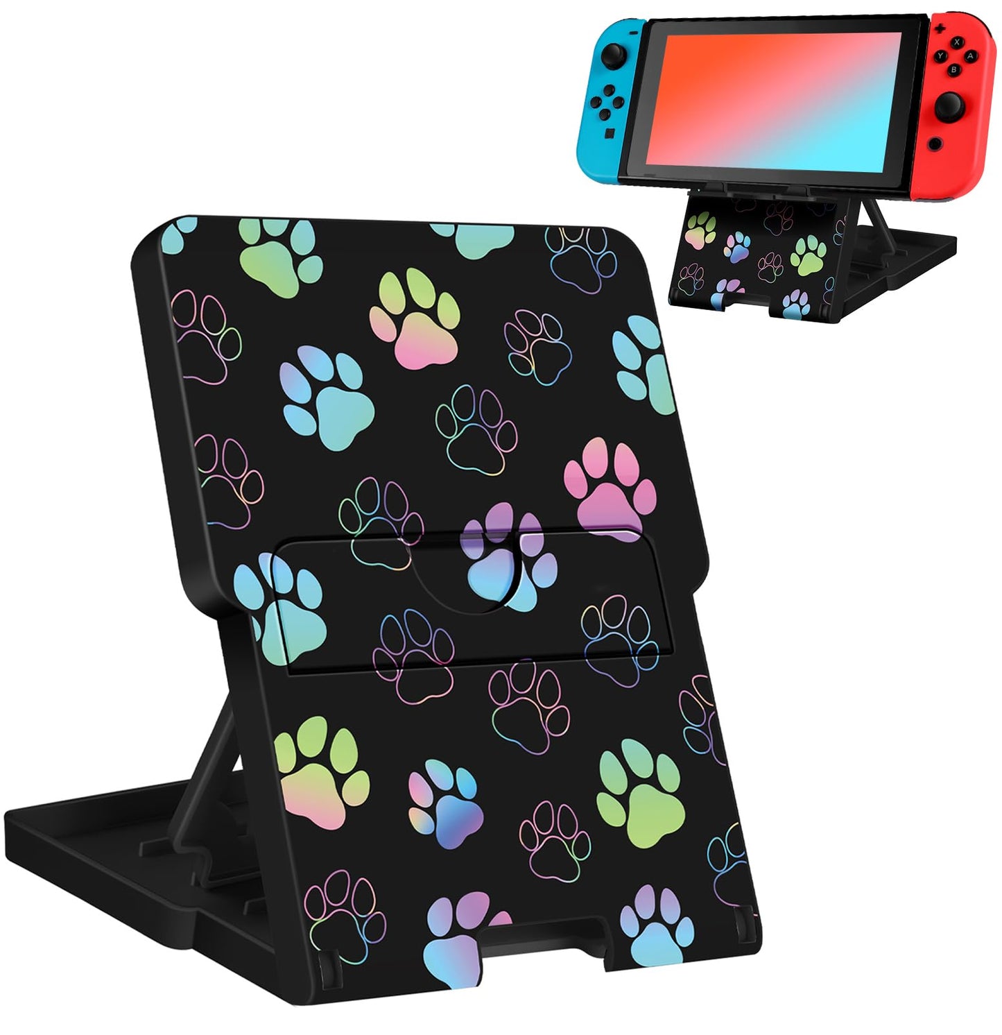 Lotadilo Switch Stand for Nintendo Switch/OLED - Cute Holder for Women Girls Boys Kids Teens Cartoon Design Cool Phone Stand Adjustable Portable Foldable Switch Accessories  Dog Paw