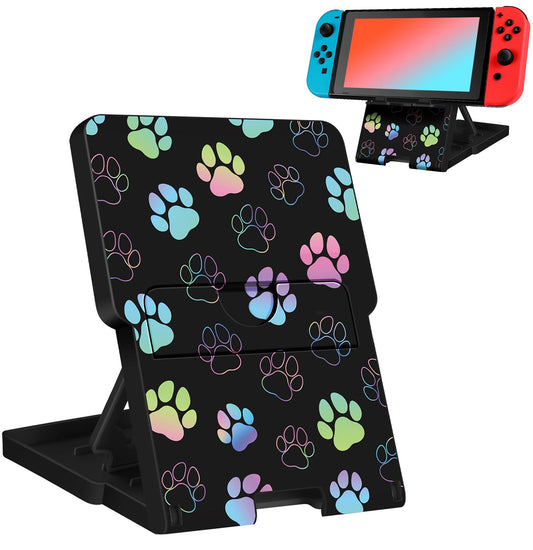 Lotadilo Switch Stand for Nintendo Switch/OLED - Cute Holder for Women Girls Boys Kids Teens Cartoon Design Cool Phone Stand Adjustable Portable Foldable Switch Accessories  Dog Paw