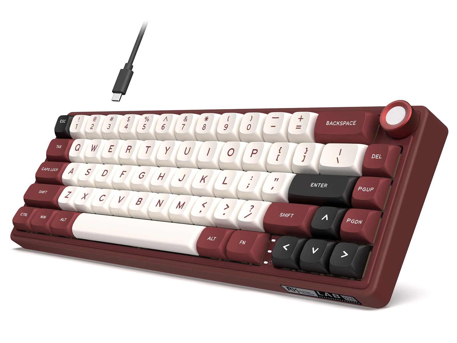 RK ROYAL KLUDGE R65 Wired Mechanical Keyboard with Volume Knob  60% Percent RGB Backlit Gaming Keyboard Gasket Mount with PBT Keycaps  MDA Profile  QMK/VIA  66 Keys Hot Swappable Light Switch  Red