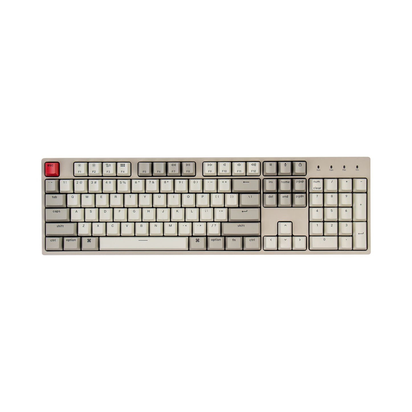 Keychron C2 Wired Mechanical Keyboard, 104 Keys, Red Switch, Retro ABS Keycaps, USB-C, Compatible with Mac & Windows