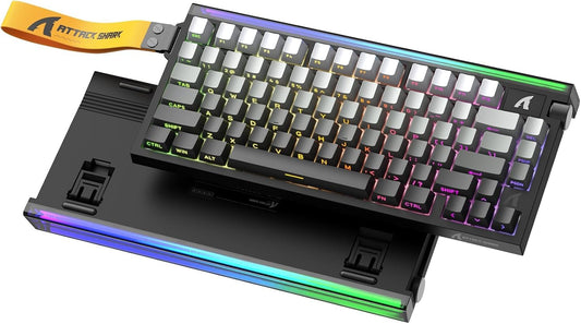 ATTACK SHARK R85HE Wired 75% Hall Effect Rapid Trigger Mechanical RGB Gaming Keyboard with 8K Polling 0.05mm RT Accuracy 0.08MS Latency Magnetic Switch 5 Layer Sound Damped Driver for PC(Moonlight)