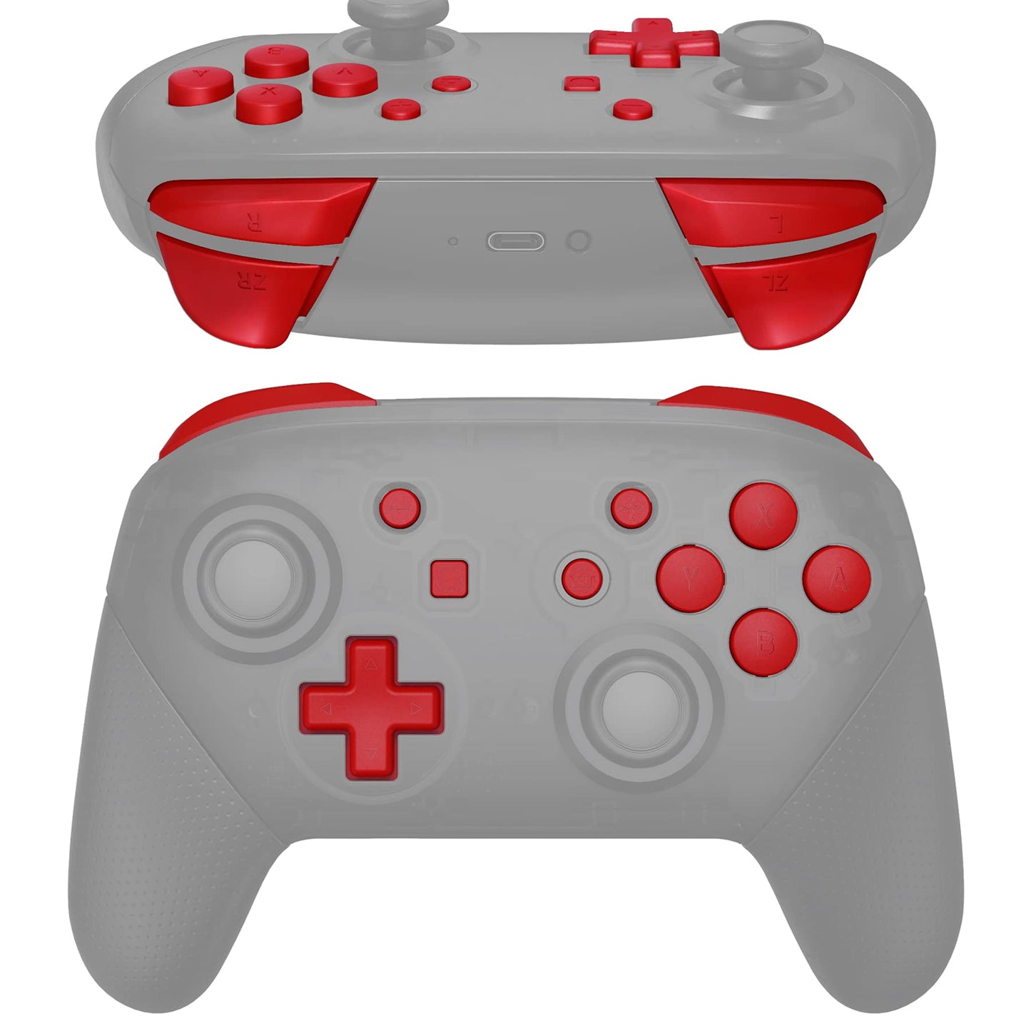 eXtremeRate Passion Red Repair ABXY D-pad ZR ZL L R Keys for Nintendo Switch Pro Controller  DIY Replacement Full Set Buttons with Tools for Nintendo Switch Pro Controller - Controller NOT Included