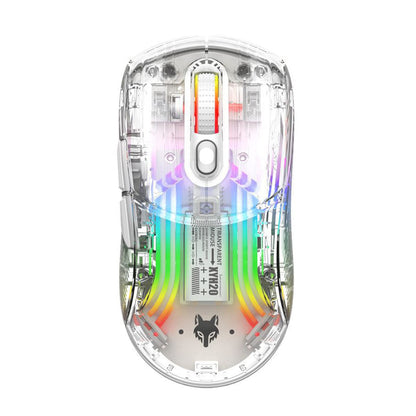 Attoe Bluetooth Wireless Mouse - Transparent RGB Dual Mode Gaming Mouse, White