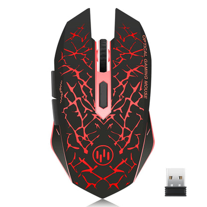 TENMOS K6 Wireless Gaming Mouse - Rechargeable, Silent, 3 DPI Levels, 6 Buttons, Black with Red Light, Model K6001