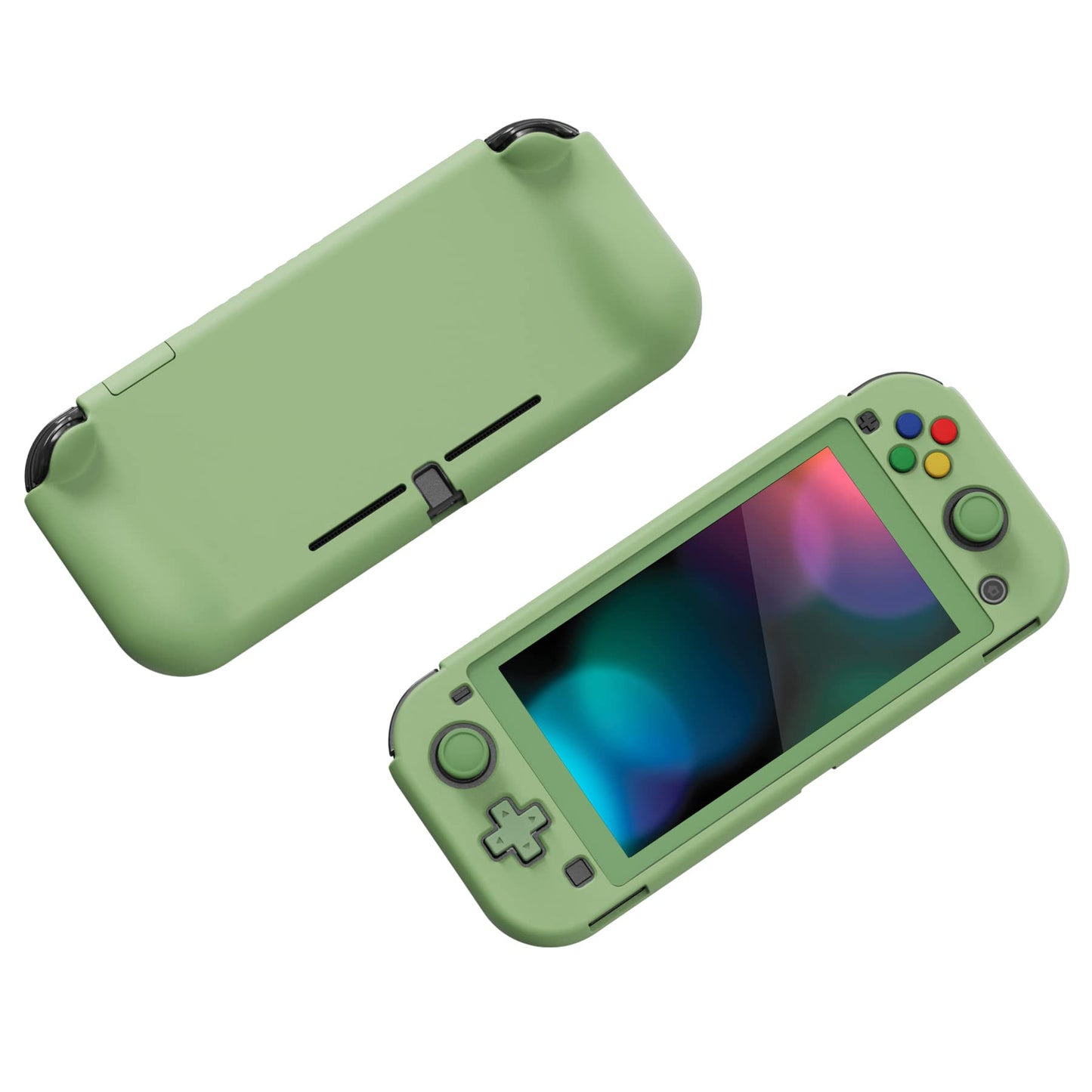 PlayVital ZealProtect Case for Nintendo Switch Lite - Hard Shell, Ergonomic Grip, Matcha Green, Includes Screen Protector & Thumb Caps
