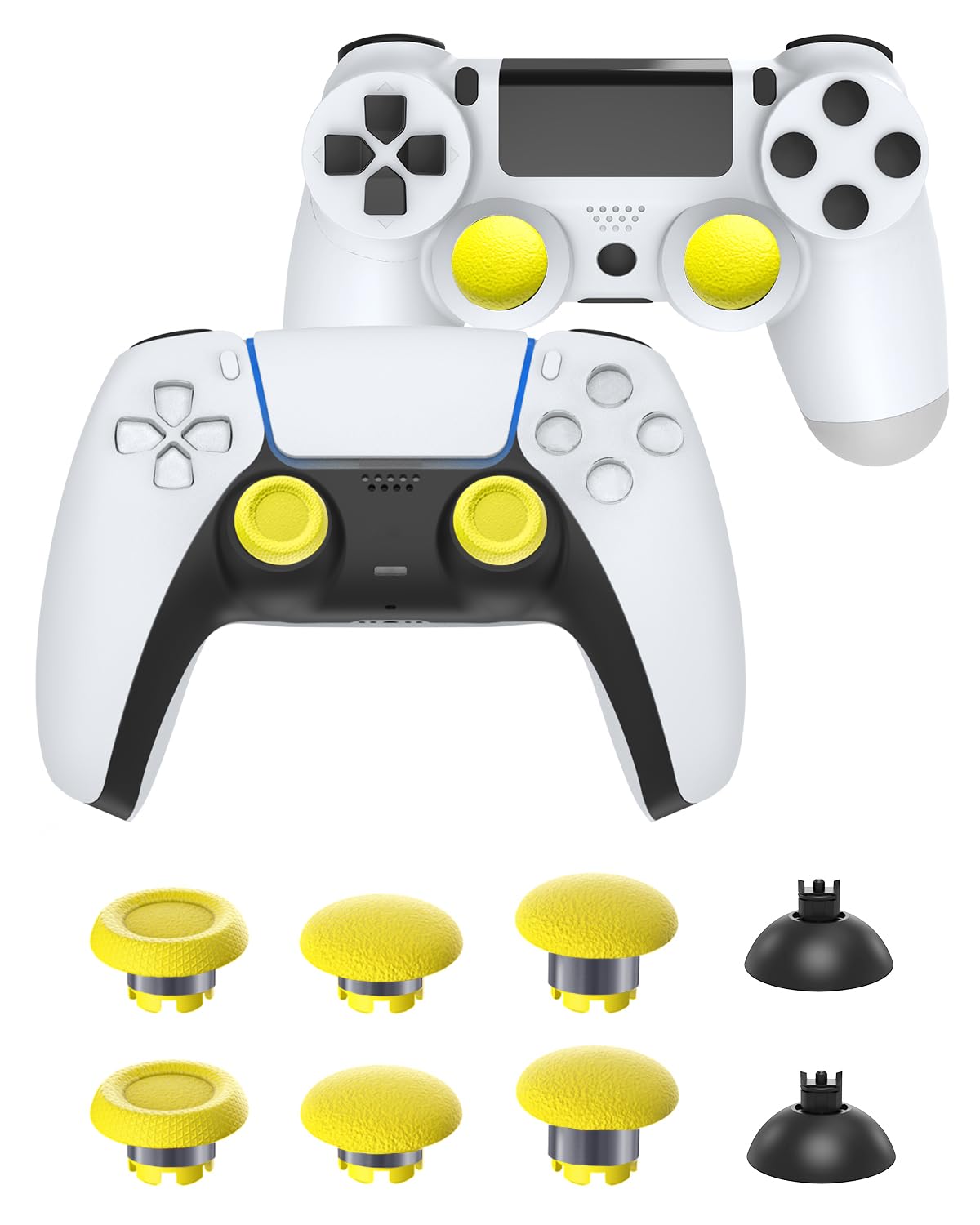 CHARM FOCUS Thumbsticks for PS5 Controller Accessories  Thumb Sticks for PS4 Controller Joystick Replacement Kit  Analog Thumb Grips for Switch Pro Controller Thumbsticks  6 Joystick  2 Base  Gold