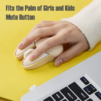 Lomiluskr Wireless Bunny Mouse - Soundless, Lightweight, 2.4G, Beige Bunny, Model 827, Cute Design for Girls and Kids