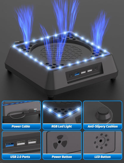 Mviioe Cooling Fan for Xbox Series X - Turbo Fan with LED Indicator & USB 2.0 Ports