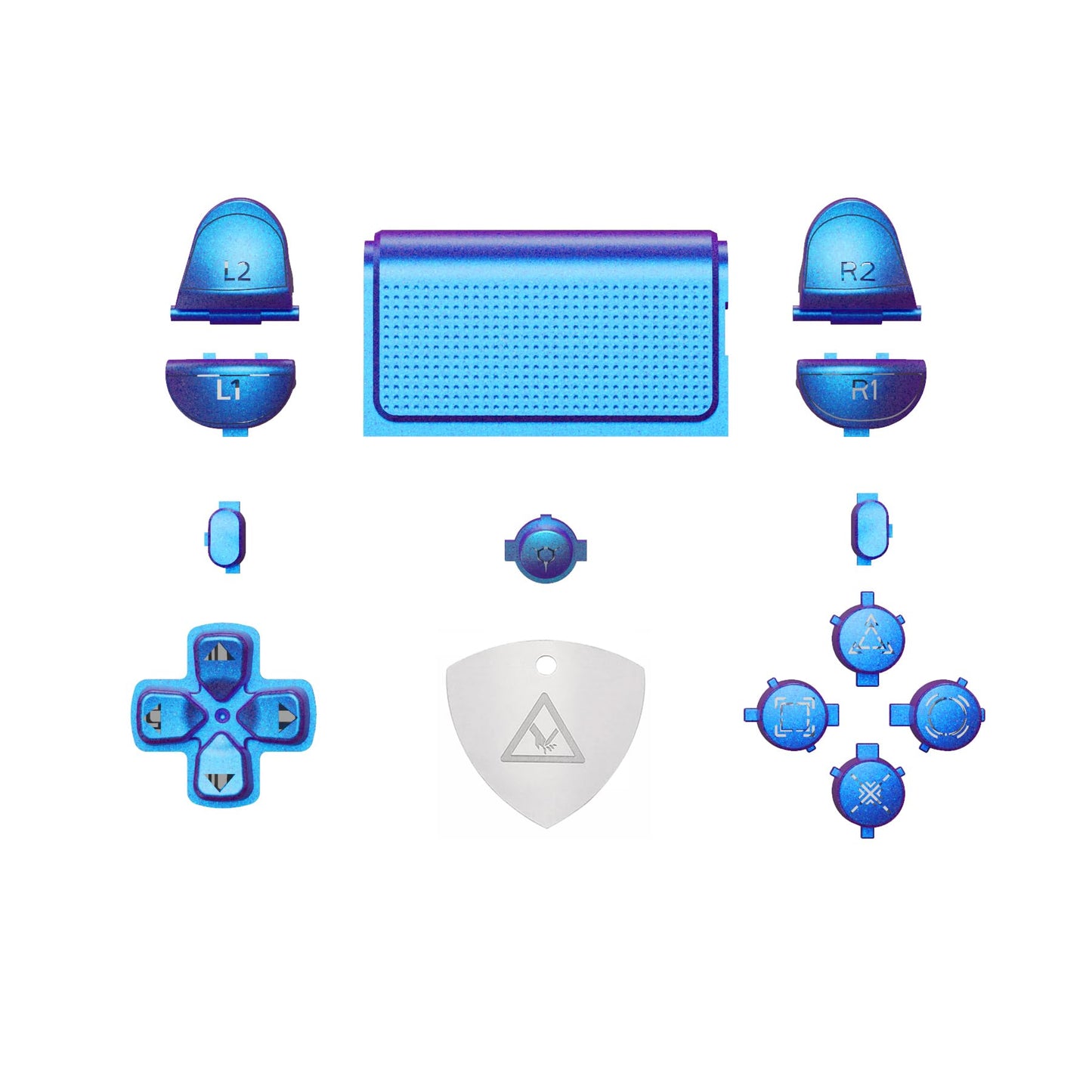 eXtremeRate Chameleon Purple Blue Classical Symbols Custom Replacement Full Set Buttons for ps4 Slim Pro CUH-ZCT2 Controller - Compatible with ps4 DTFS LED Kit - Controller NOT Included