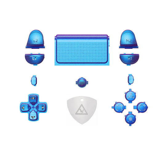 eXtremeRate Chameleon Purple Blue Classical Symbols Custom Replacement Full Set Buttons for ps4 Slim Pro CUH-ZCT2 Controller - Compatible with ps4 DTFS LED Kit - Controller NOT Included