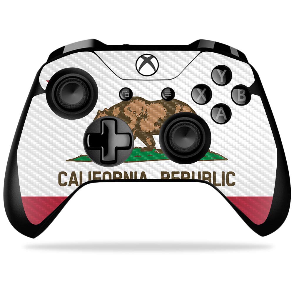 MightySkins Carbon Fiber Skin for Microsoft Xbox One X Controller - California Flag | Protective  Durable Textured Carbon Fiber Finish | Easy to Apply  Remove  and Change Styles | Made in The USA