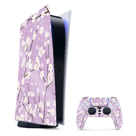 MightySkins Glossy Glitter Gaming Skin for PS5 / PlayStation 5 Digital Edition Bundle - Sakura Purple | Durable High-Gloss Glitter Finish | Easy to Apply and Change Style | Made in The USA