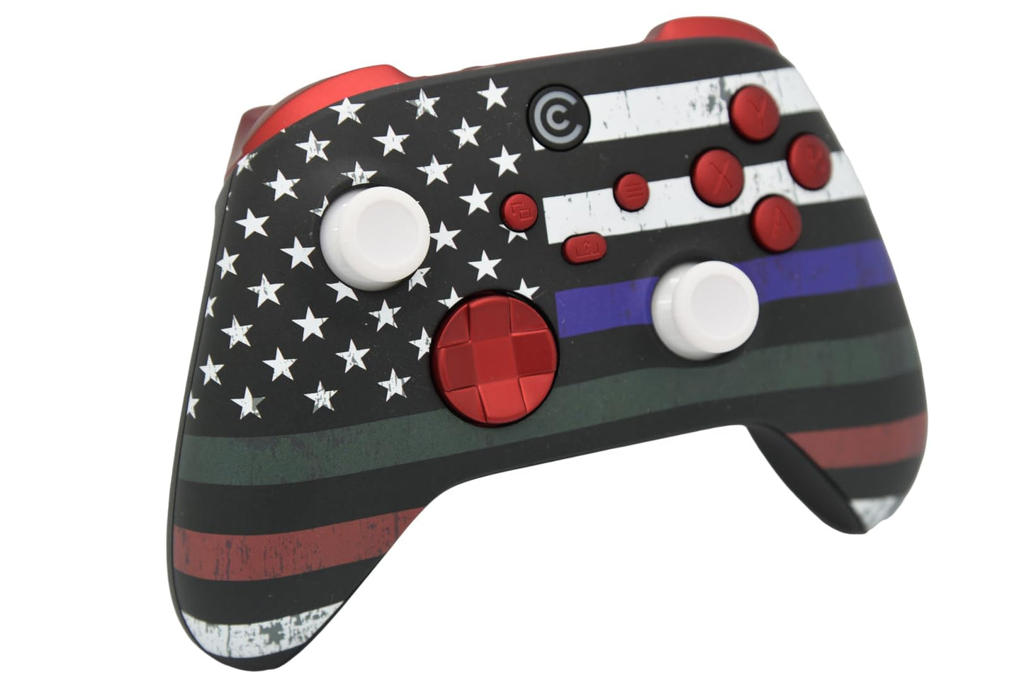 Custom Controllerzz Wireless Controller for PC, Xbox Series X/S & One - Multi Line Flag & Red Inserts, Designer Series