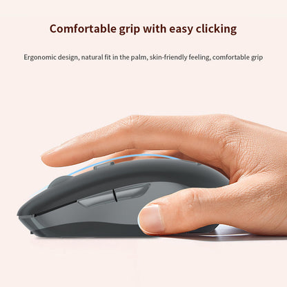 elec Space Wireless Mouse - Dual Mode, Type-C Rechargeable, 2.4G, DPI 800-1200-1600, Connects 3 Devices, Black