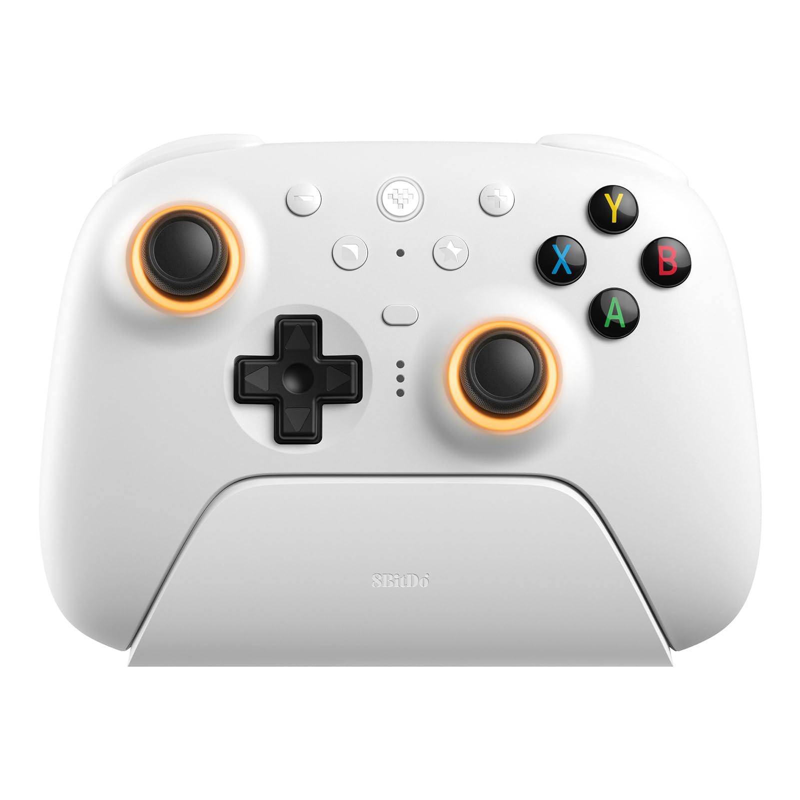 8Bitdo Ultimate 2 Wireless Gaming Controller with TMR Joysticks  Switchable Hall Effect/Tactile Triggers  8Speed Wireless Tech  Charging Dock  RGB Fire Ring for PC & Android - White