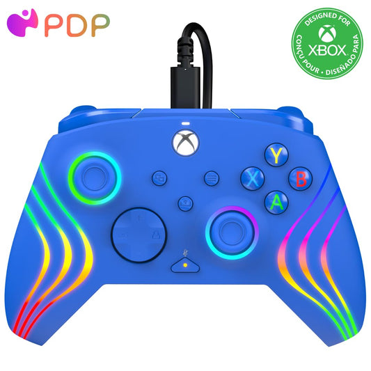 PDP Gaming Afterglow Wave Enhanced Wired Controller for Xbox Series X|S  Xbox One and Windows 10/11 PC  Advanced Programmable Gamepad  Customizable Lighting  Licensed by Microsoft  Companion App: Blue
