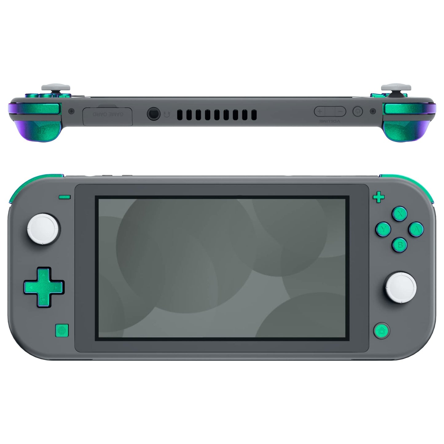 eXtremeRate Chameleon Green Purple Glossy Replacement ABXY Home Capture Plus Minus Keys Dpad L R ZL ZR Trigger for Nintendo Switch Lite  Full Set Buttons Repair Kits w/ Tools for Nintendo Switch Lite