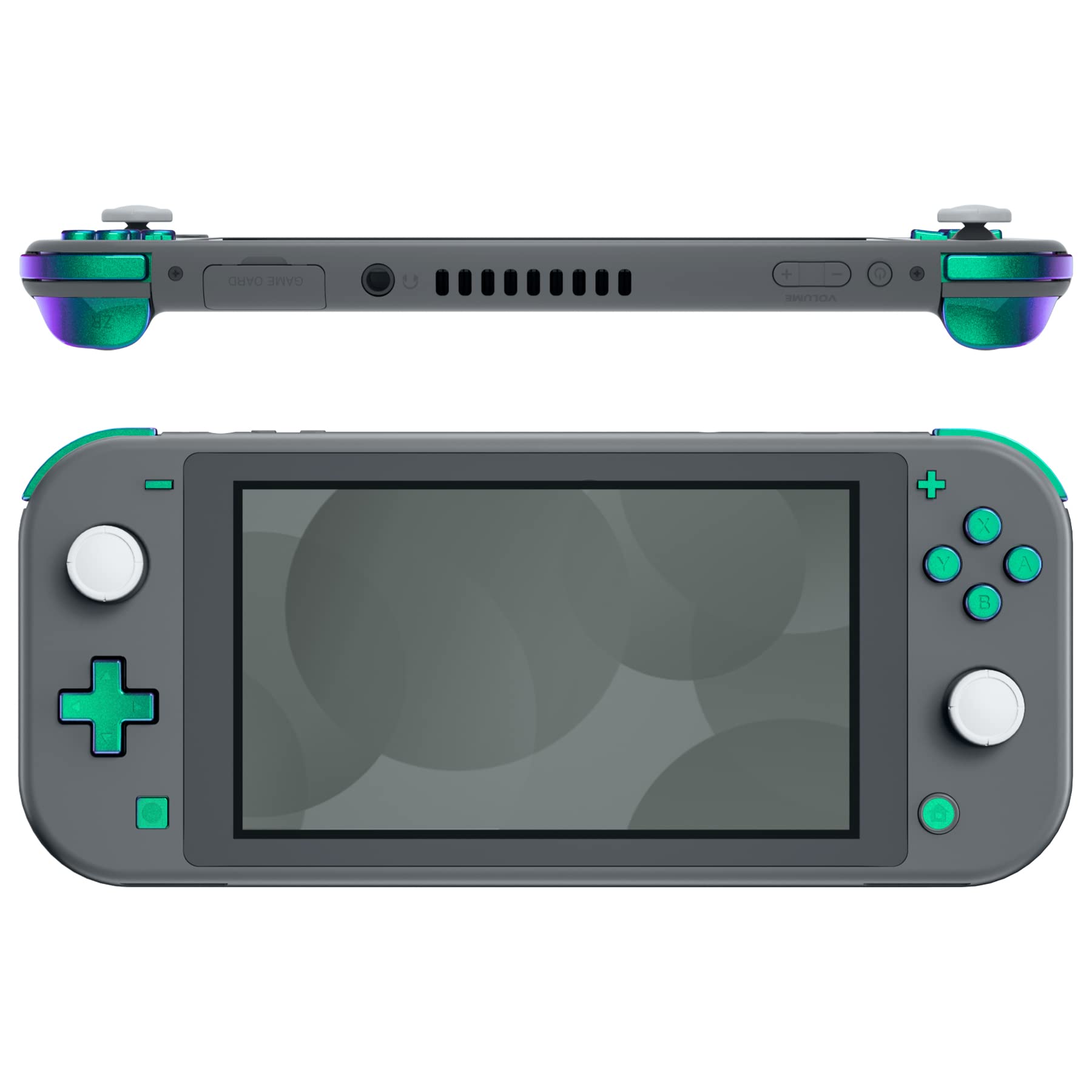 eXtremeRate Chameleon Green Purple Glossy Replacement ABXY Home Capture Plus Minus Keys Dpad L R ZL ZR Trigger for Nintendo Switch Lite  Full Set Buttons Repair Kits w/ Tools for Nintendo Switch Lite