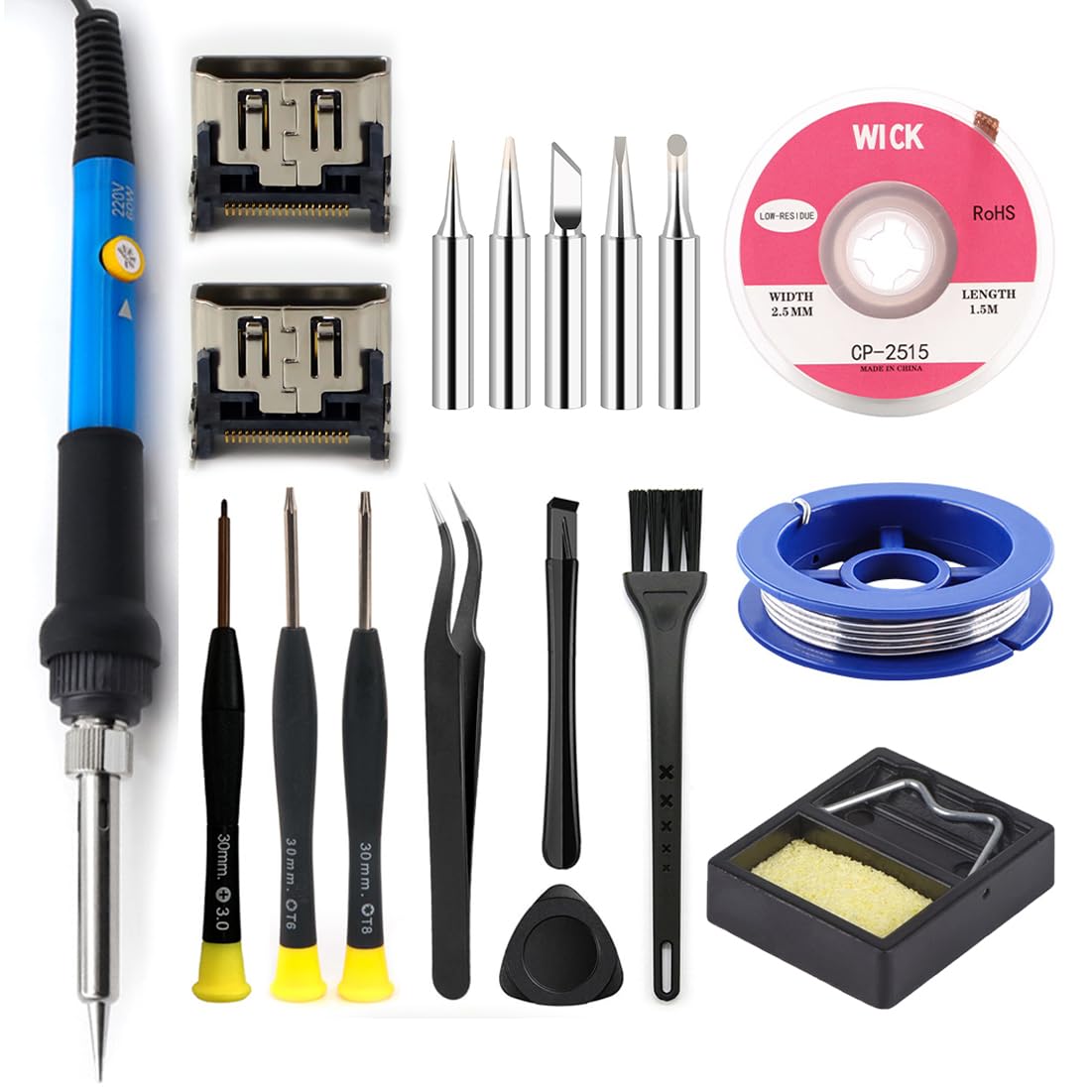 MYPUQIAO PS5 HDMI Port Repair Kit with 60W Soldering Iron Station  Screwdrivers  Tweezers & Full Tool Set for Sony Playstation 5 Console HDMI Port Replacement(PS5-BKIT)