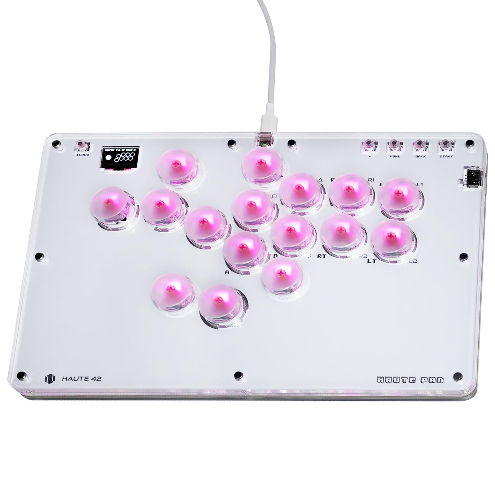 JZW-Shop Arcade Stick T16 - Leverless Controller for Switch/PC/PS4/PS3/Steam Deck, White, Turbo & Custom RGB, Hot-Swap Support