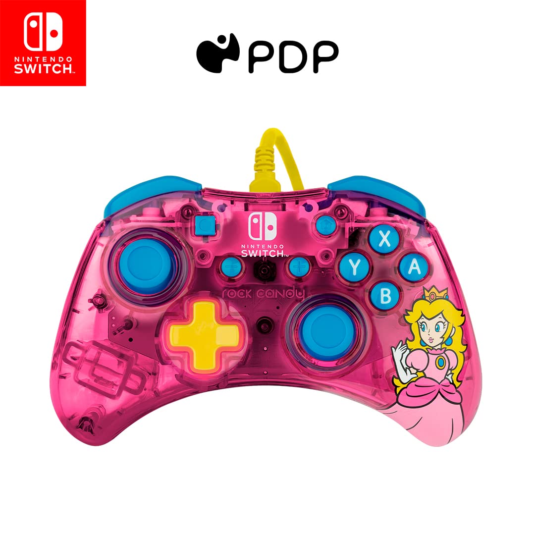 PDP Gaming Rock Candy Wired Power Nintendo Switch Pro Controller  Officially Licensed Lite/OLED Compatible Gamepad  Super Mario Brothers - Bubblegum Princess Peach (Pink)