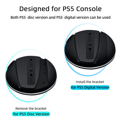 Mcbazel RGB Vertical Stand for PS5 - LED Base, USB Hub, Black, Model MT-050087 (Not for PS5 Slim/Pro)