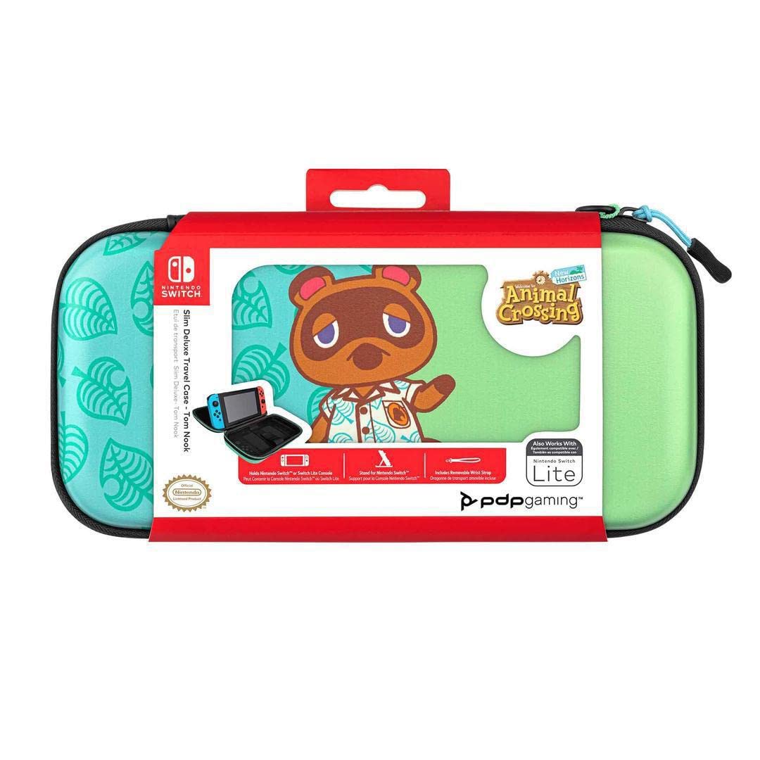 PDP Gaming Officially Licensed Switch Slim Deluxe Tpartyl Case - Animal Crossing - Semi-Hardshell Protection - Protective PU Leather - Holds 14 Games - Works with Switch OLED & Lite - Perfect for Kids
