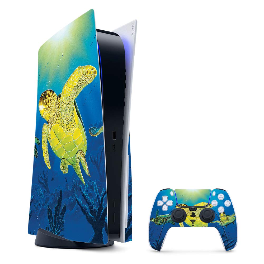 MightySkins Gaming Skin for PS5 / PlayStation 5 Bundle - Turtle Dreams | Protective Viny wrap | Easy to Apply and Change Style | Made in The USA