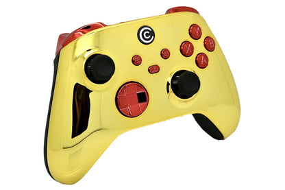 Custom Controllerzz Wireless Controller for PC & Xbox Series X/S - Gold Chrome & Red Chrome Inserts