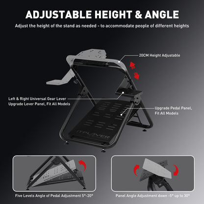 GTPLAYER Sim Racing Steering Wheel Stand GTS05 for Logitech G920/G923/G29 - Folding, Tilt-Adjustable, Deep Black