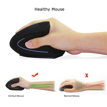 Sunffice FLY WAY Ergonomic Vertical Wireless Mouse - Rechargeable, 2.4GHz, 800/1200/1600 DPI, 6 Buttons, Right Hand, Plastic
