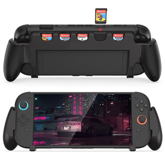 Ergonomic Console Grip with 5 Game Slots for Nintendo Switch 2 (2025) - Perfect for Handheld Mode  Large Hands  and Comfortable Gaming - Hard Shell  Black (Not Compatible with Switch 1)