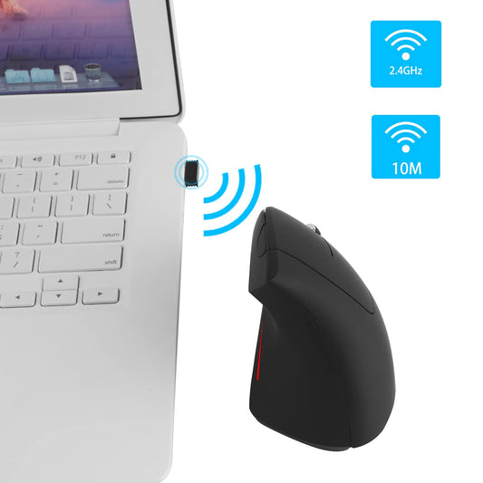 Sunffice FLY WAY Ergonomic Vertical Wireless Mouse - Rechargeable, 2.4GHz, 800/1200/1600 DPI, 6 Buttons, Right Hand, Plastic