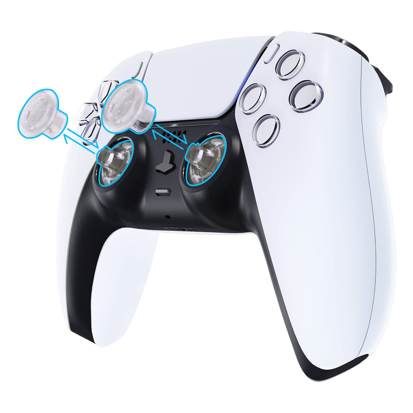 eXtremeRate ThumbsGear Ergonomic Thumbstick for PS5 & PS4 - 3 Adjustable Heights, Transparent, Model P4J1103