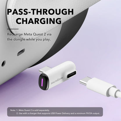 Soundcore VR P10 Dongle - 2.4GHz Wireless USB-C for Meta Quest 2, PS4, PS5, PC, Switch, Low Latency, White