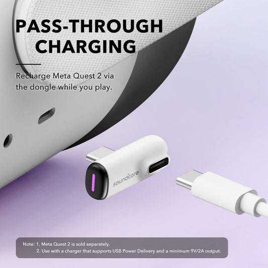 Soundcore VR P10 Dongle - 2.4GHz Wireless USB-C for Meta Quest 2, PS4, PS5, PC, Switch, Low Latency, White