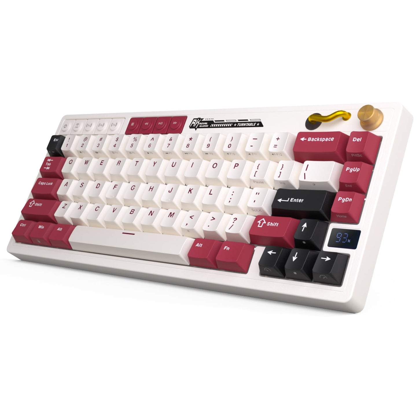RK ROYAL KLUDGE M65 Wireless Mechanical Keyboard with Volume Knob  60% Tri-Mode Gaming Keyboard 2.4G/BT/USB-C  Gasket Mount  Battery Display  PBT Keycaps  Hot-Swappable Cream Switch  White