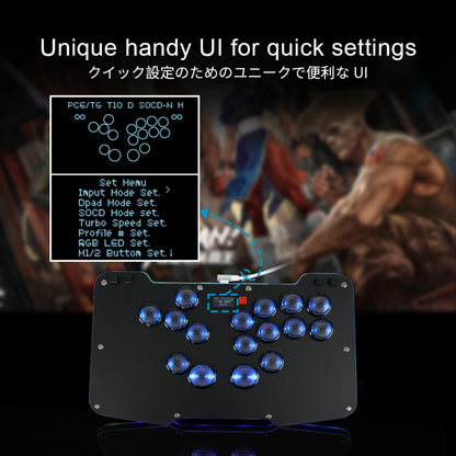BITFUNX Duelpad Leverless Arcade Stick for PS4/PS3/PC/Switch - Custom RGB, Turbo, Low-Profile Switch, Model v2.0, Color Zen16