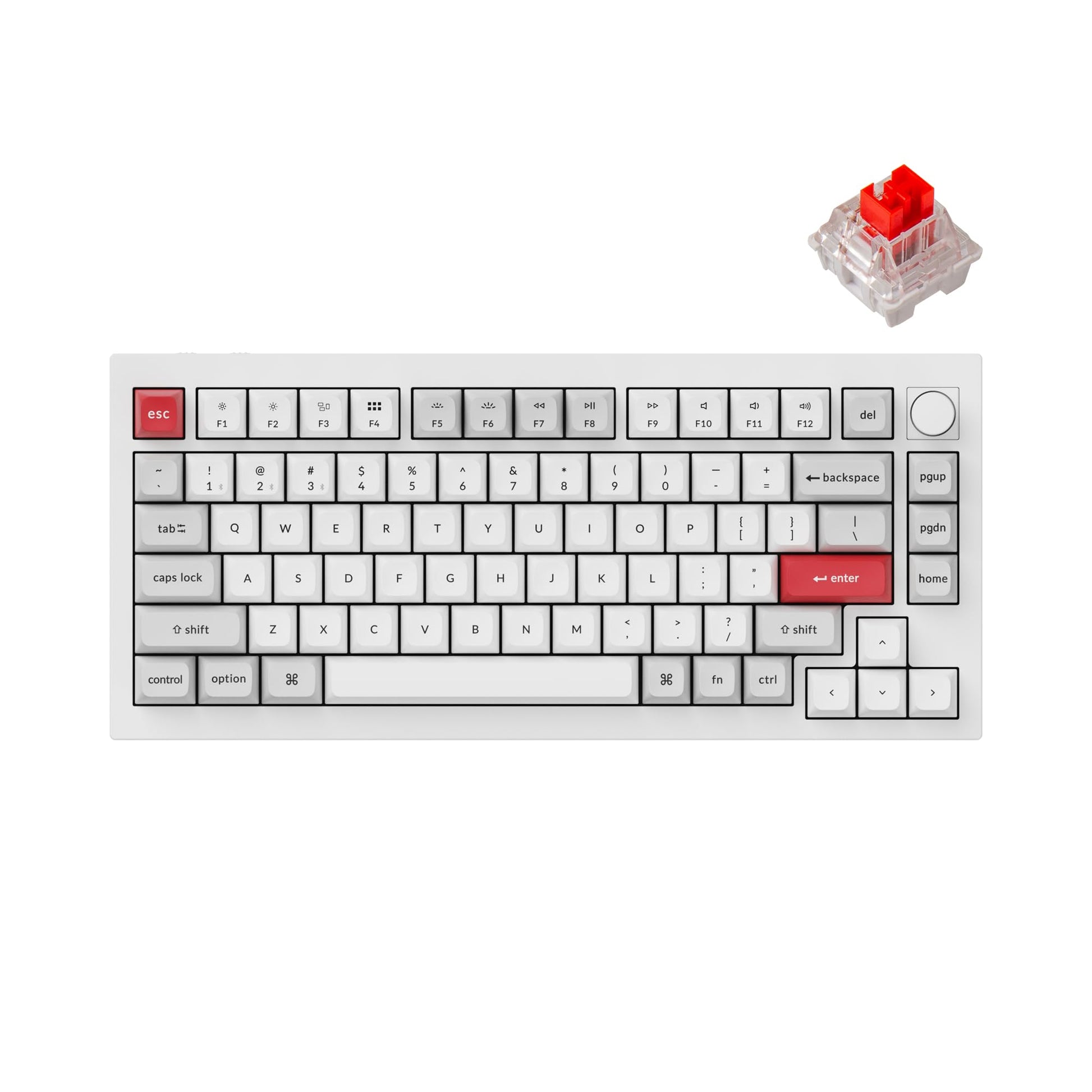 Keychron Q1 Pro Wireless Custom Mechanical Keyboard  QMK/VIA Programmable Full Aluminum 75% Layout Bluetooth/Wired RGB with Hot-swappable Keychron K Pro Red Switch Compatible with Mac Windows Linux