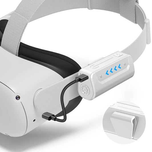 5000mAh Battery Pack for Meta Quest 3/2  Lightweight Extended VR Battery Pack Charger Accessories for Meta Oculus Quest 2/3 Original Head Strap and Elite Strap  for Extra 2-4H Playtime - White